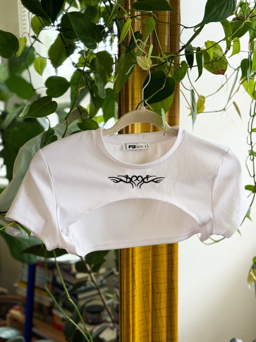FB Sister White Tribal Crop Top